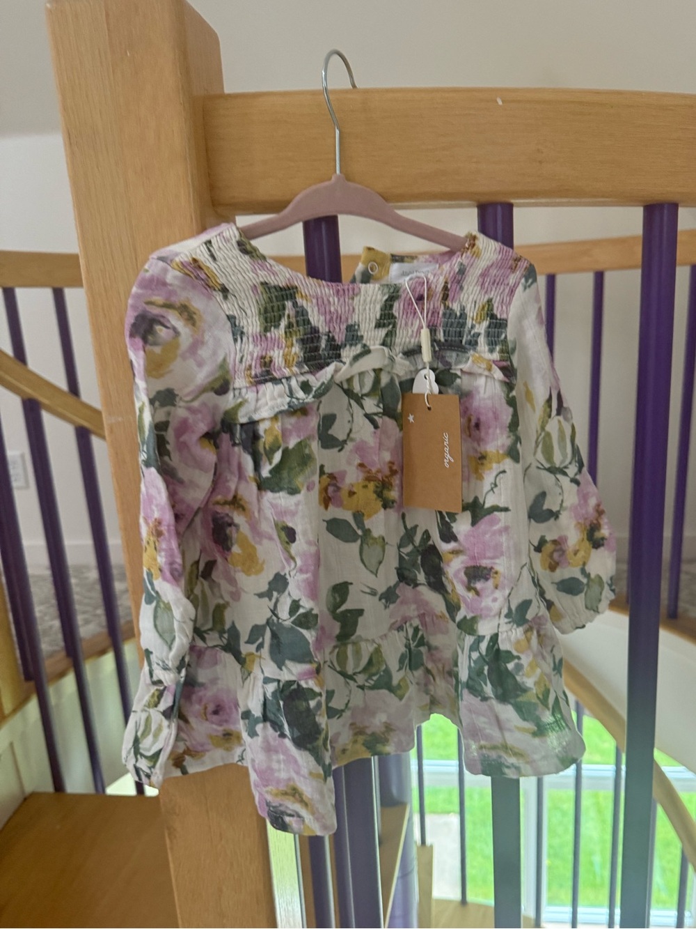 12-18M Angel Dear Floral Smocked Organic Cotton Toddler Dress NWT